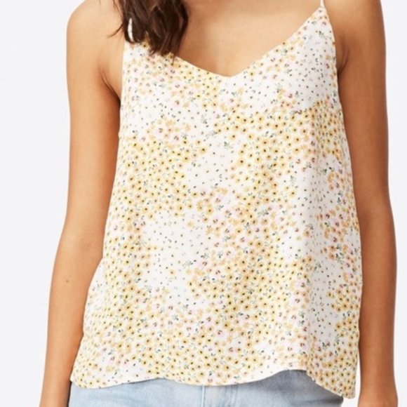 Cotton Henley tank top with all-over floral pattern main image 1
